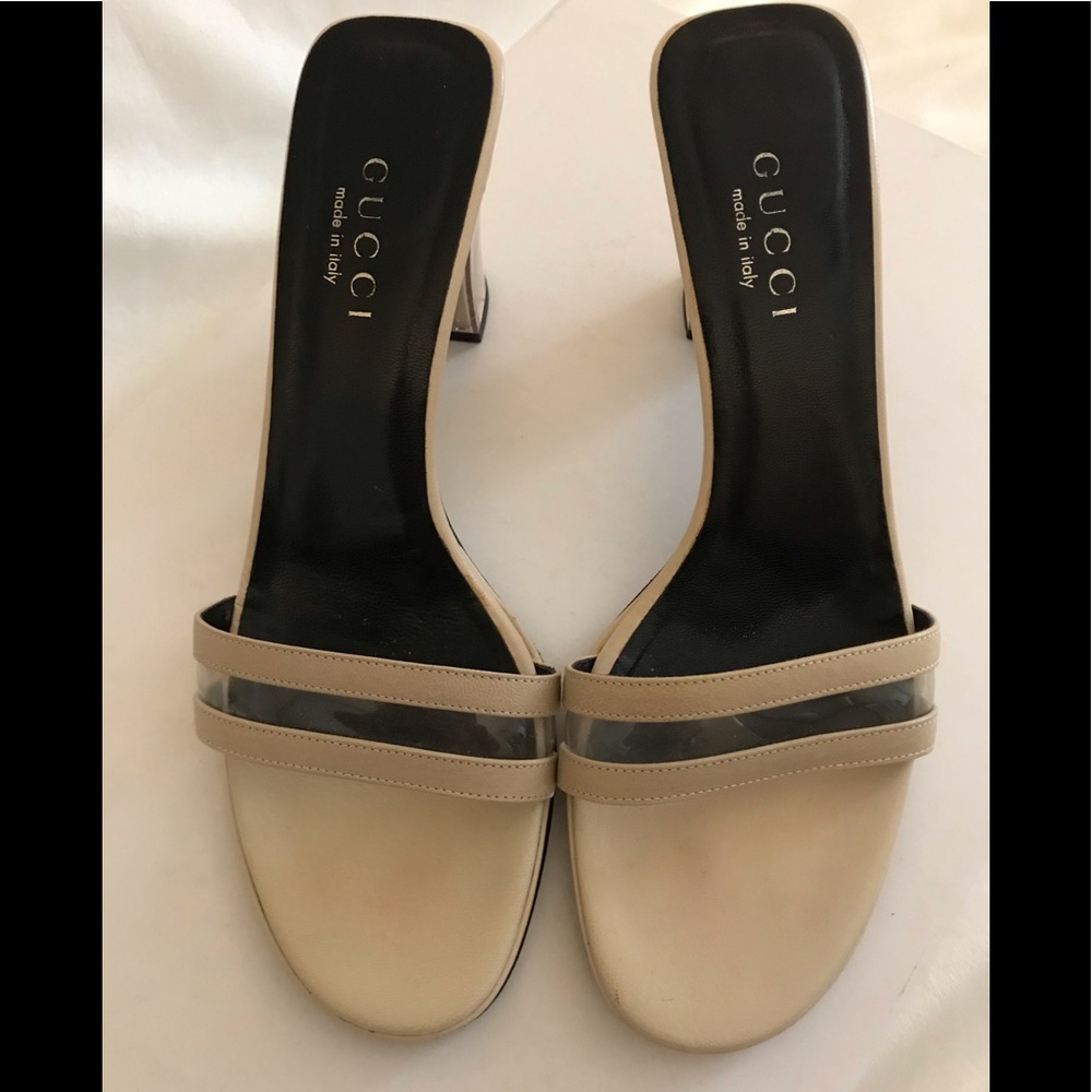 Gucci Cream Wedge Slip-On Sandal